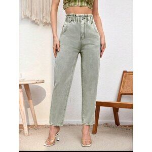 SHEIN Paperbag Waist Mom Fit Denim Jeans 28"
